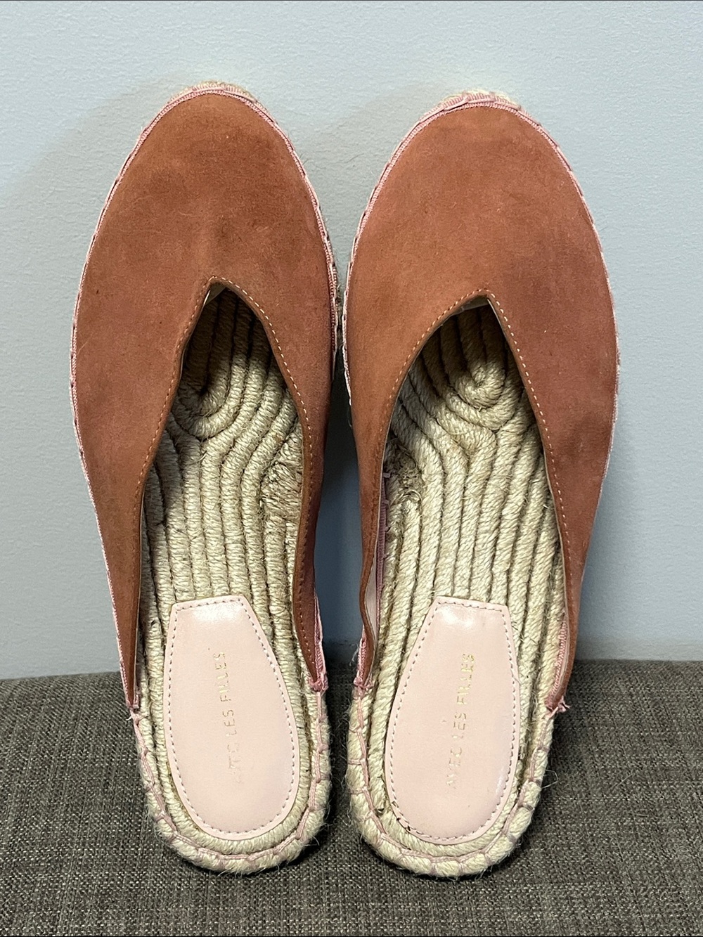 Suede Slip-On Espadrille Mule in Rust/dark pink 8M